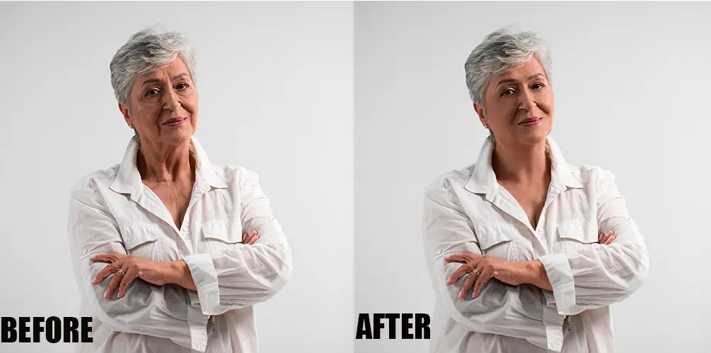 portrait photo retouching before and after three
